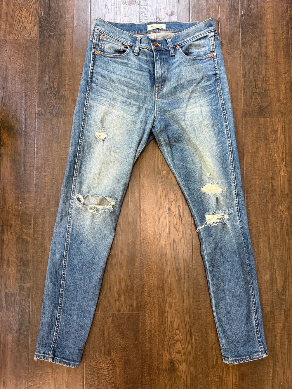 Madewell Men's Light Blue Ripped Skinny Jeans